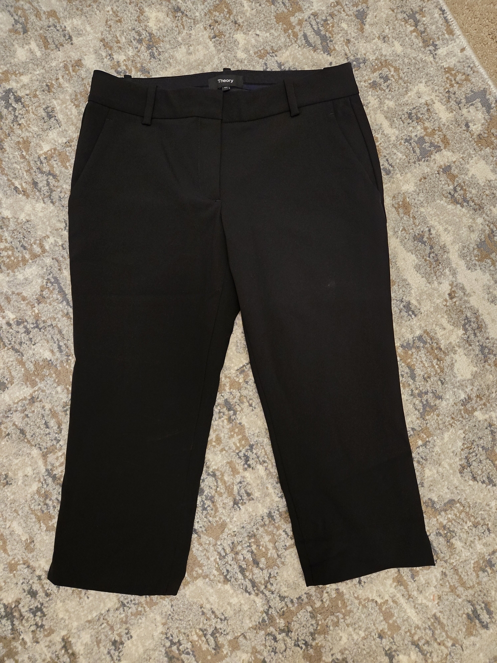 Theory Black Cropped Trousers with Belt Loops